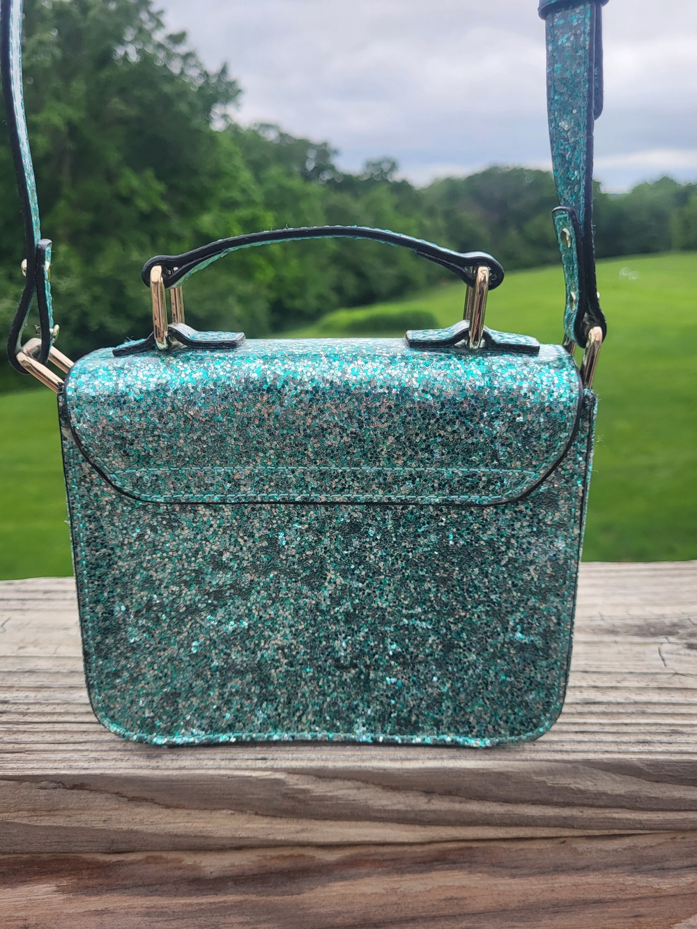 Kate Spade Glitter Turqouise Scout Satchel/Shoulder Bag - Picture 3 of 7